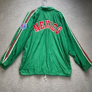 Mexico Windbreaker Jacket Mens Size 42 Green Little League Baseball Full Zip